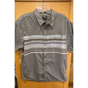 O’Neil Short Sleeve Button-up Solid Light Grey Shirt Size‎ Large Nice Gray